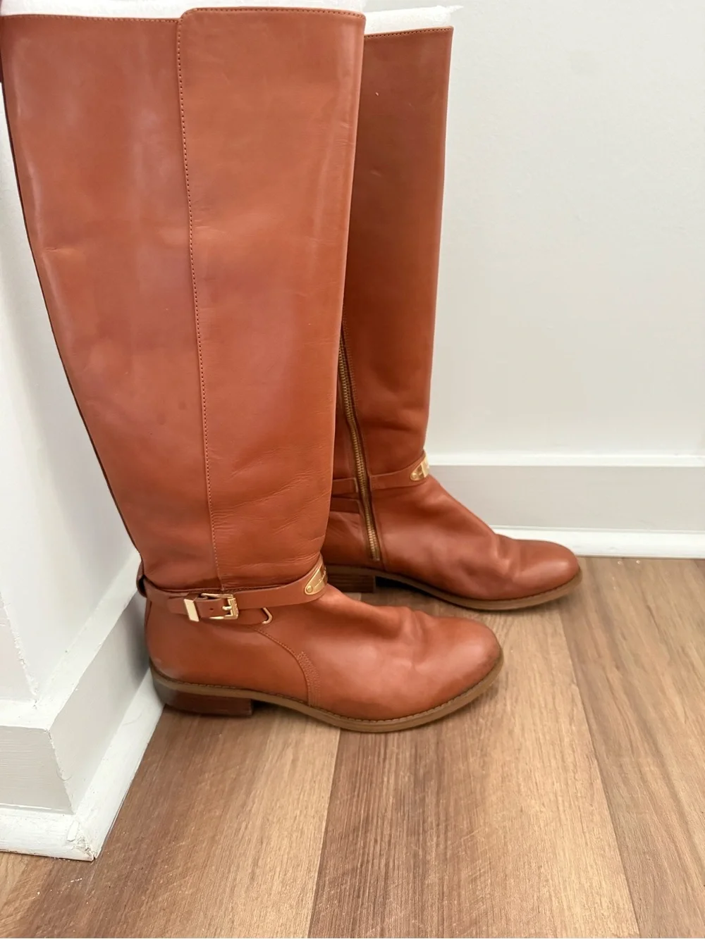 Michael Kors Tall Leather Over-the-Knee Boots in Cognac Brown